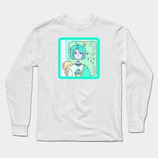 Cute Anime Alien Girl Aesthetic Minimalist Design Long Sleeve T-Shirt